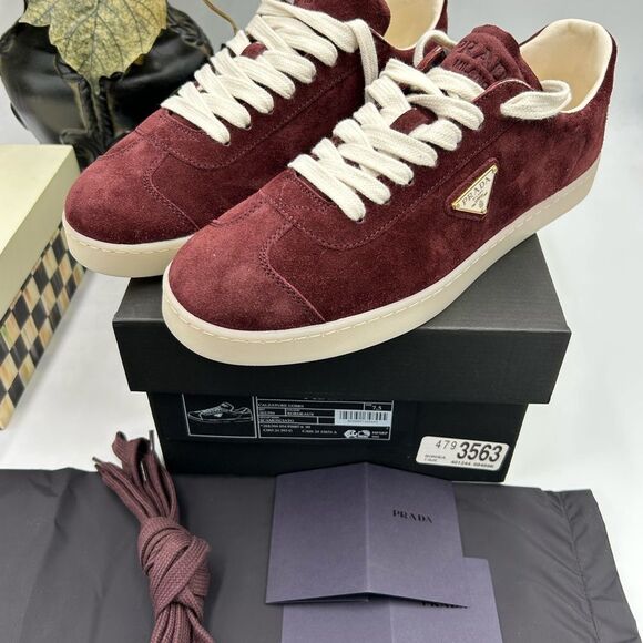 Men's Prada triangle logo suede sneakers size 8.5 US made in Italy - Picture 13 of 15